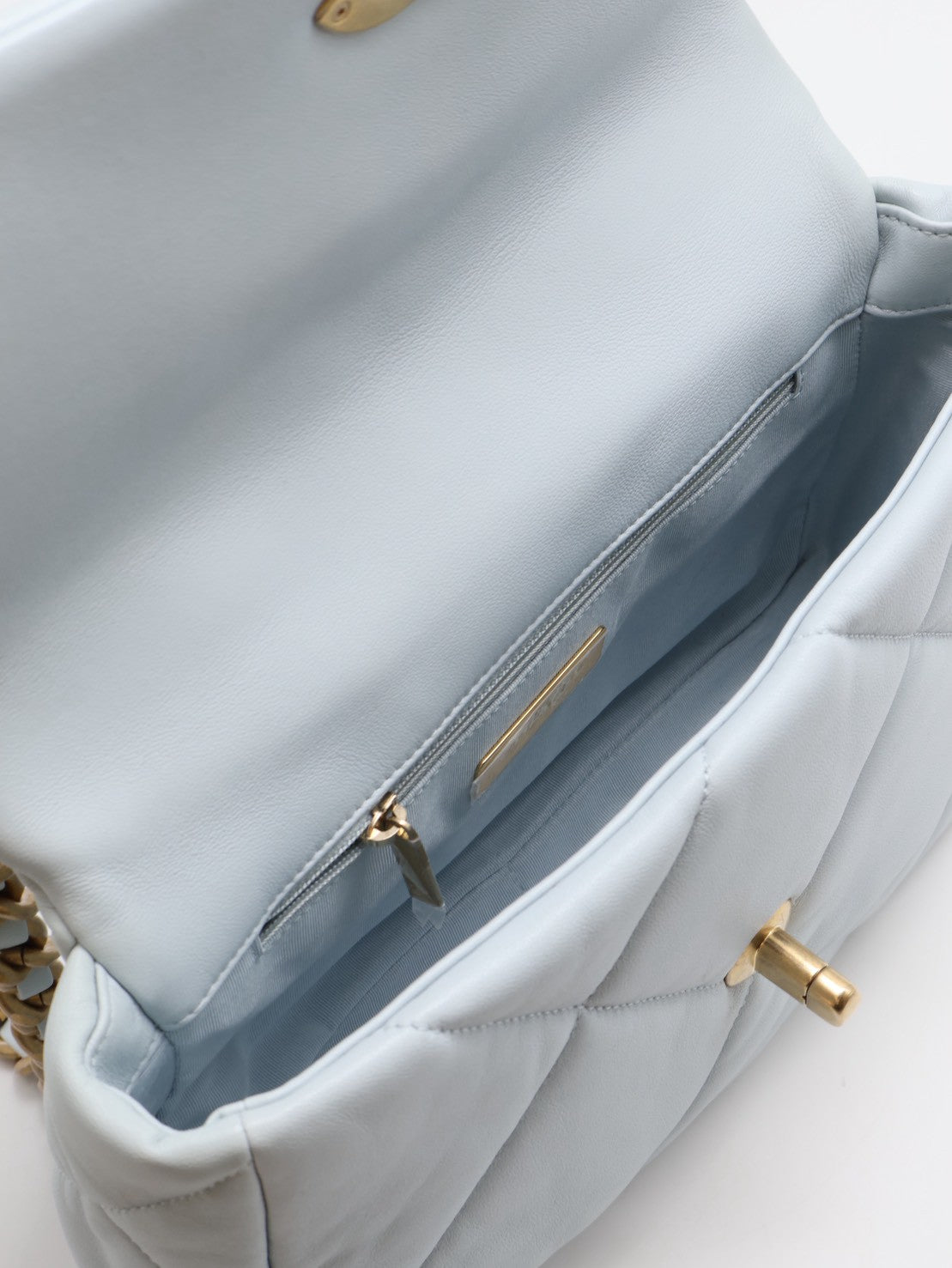 CHANEL 19 Bag 菱格紋羊皮手提肩背包 26 - 寶寶藍金