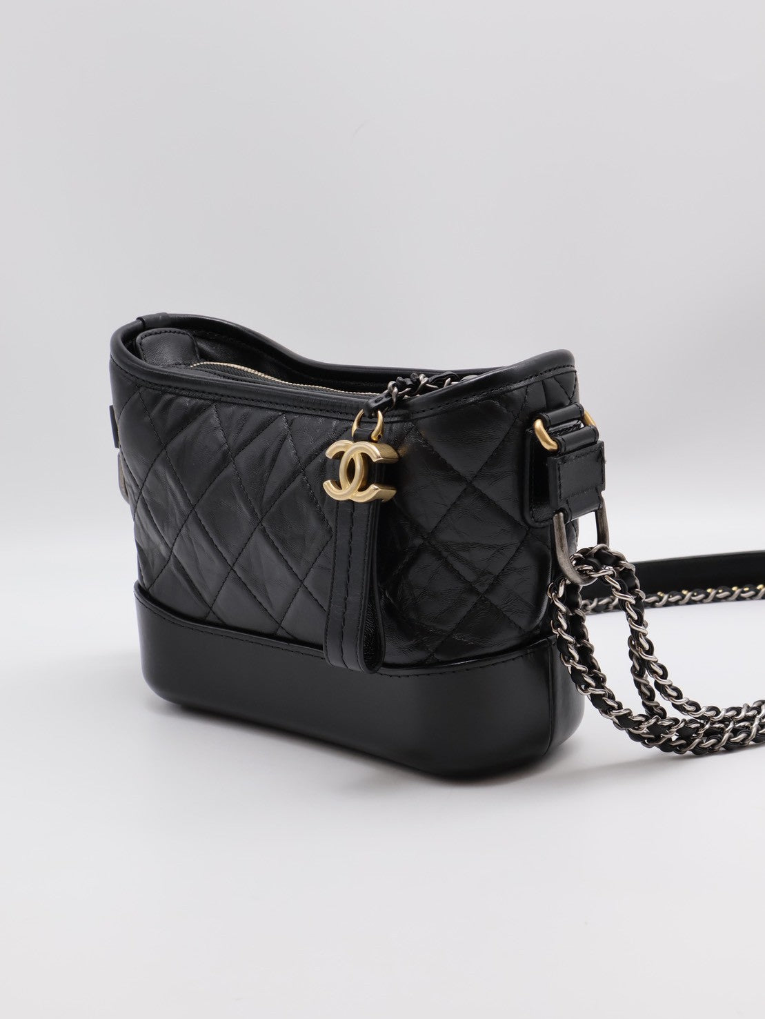 CHANEL 雙鍊條流浪包 - 小號黑28開