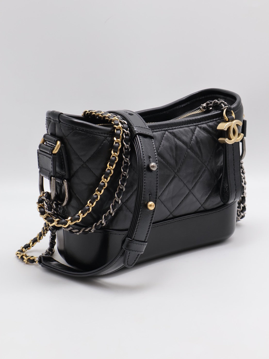 CHANEL 雙鍊條流浪包 - 小號黑28開