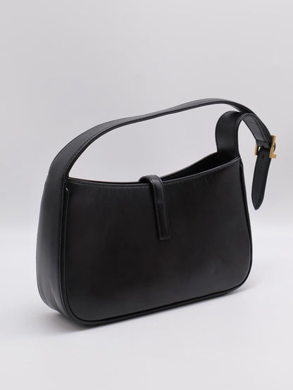 YSL Le 5 A 7滑面牛皮腋下Hobo - 黑金