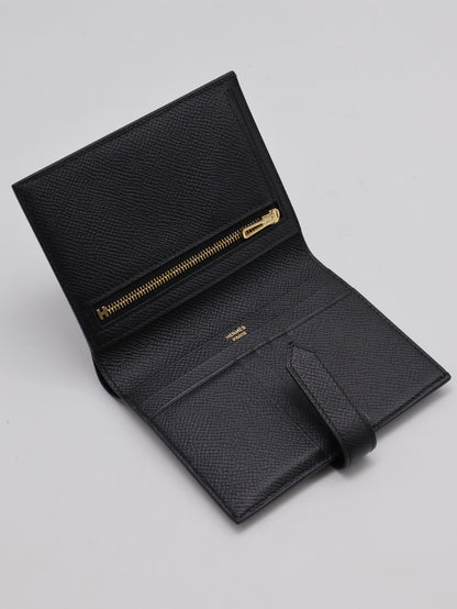 HERMES Bearn 短夾 - 黑金 D