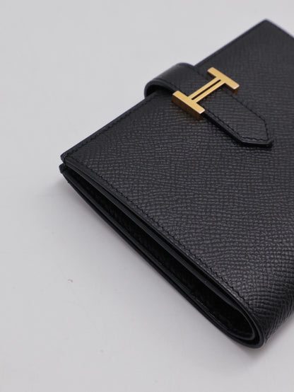 HERMES Bearn 短夾 - 黑金 D