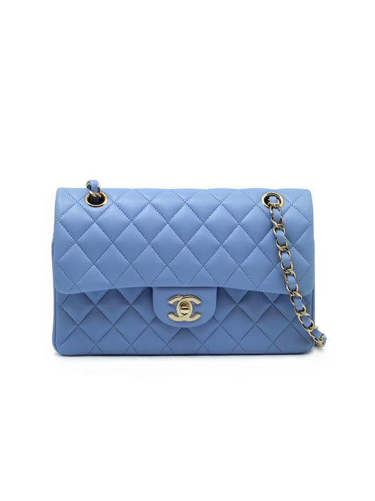 CHANEL 經典口蓋包 CF23 - 寶寶藍金30開