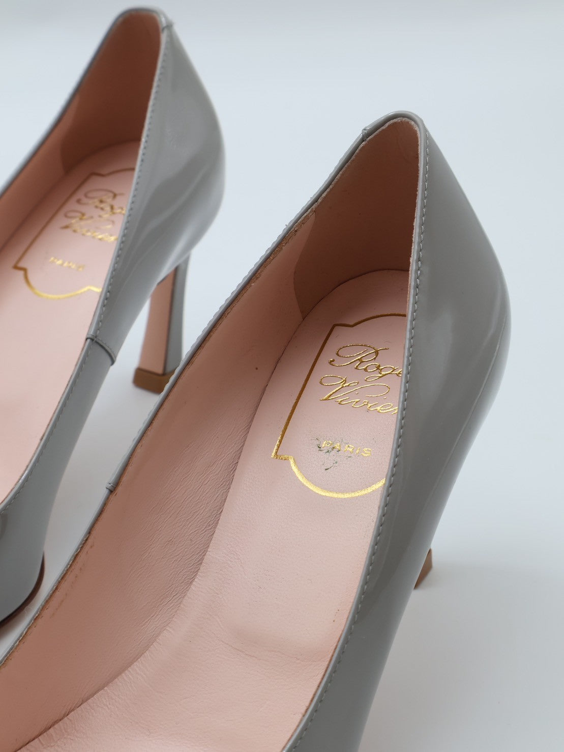 Roger vivier Trompette喇叭跟漆皮高跟鞋 - 灰35.5