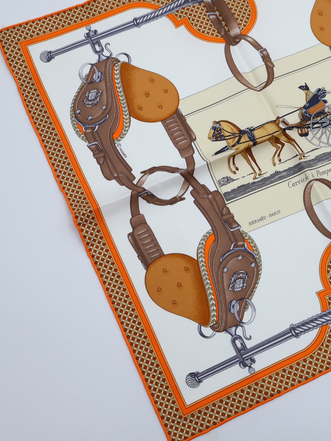 HERMES Carrick a Pompe卡里克爾馬車絲巾 45 - 橘
