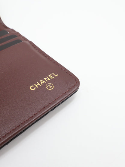 CHANEL 粒面牛皮雙折長夾 - 黑金