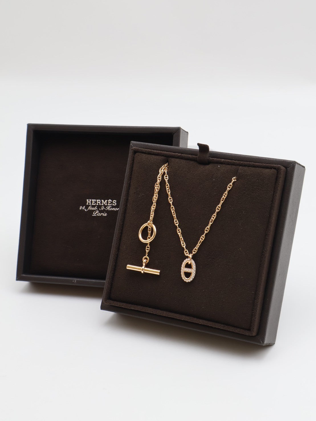HERMES Farandole pendant豬鼻子鑽石項鍊 - 18K玫瑰金0.45carat