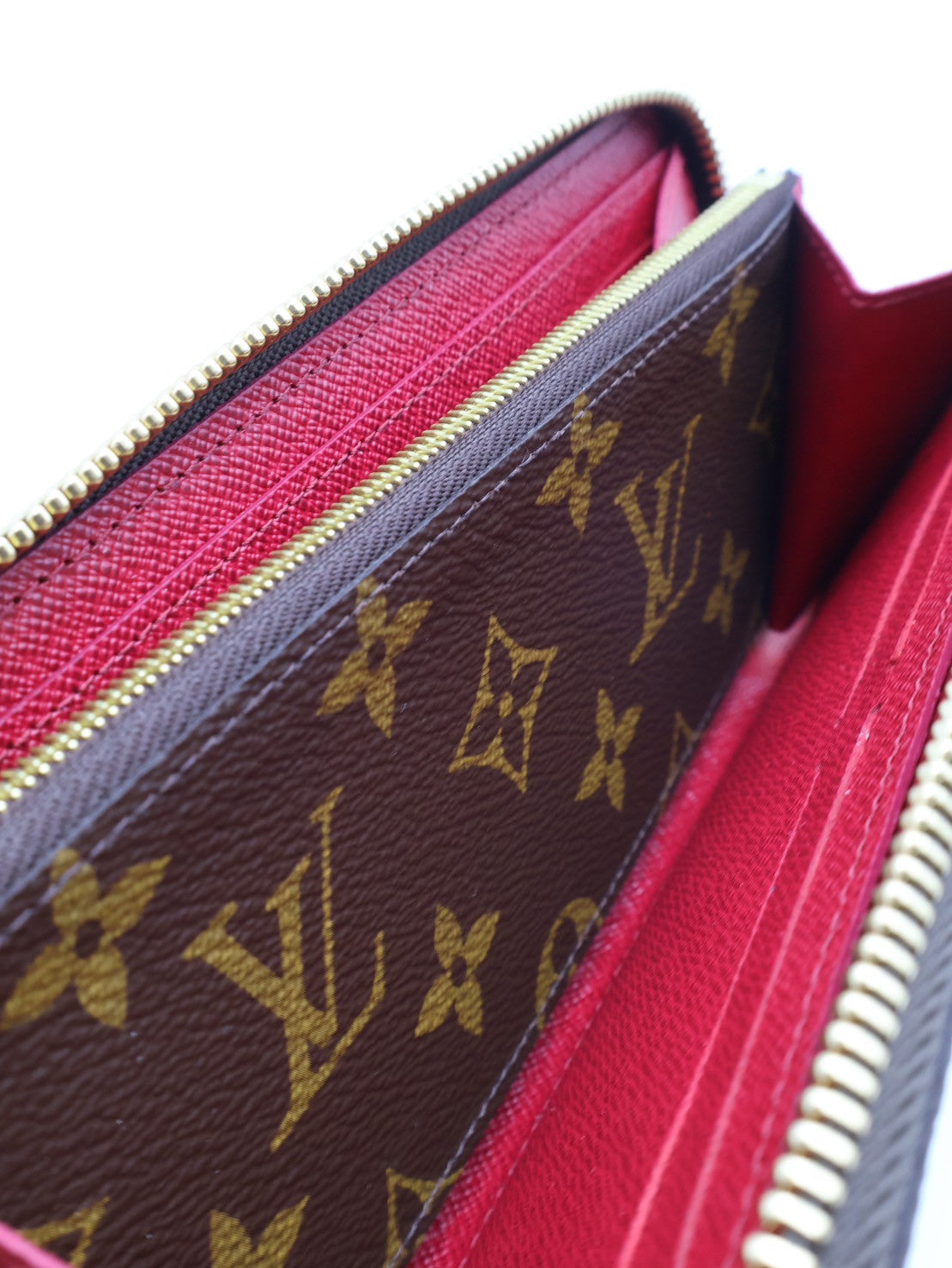 LOUIS VUITTON Clemence 老花拉鍊長夾 - 紅