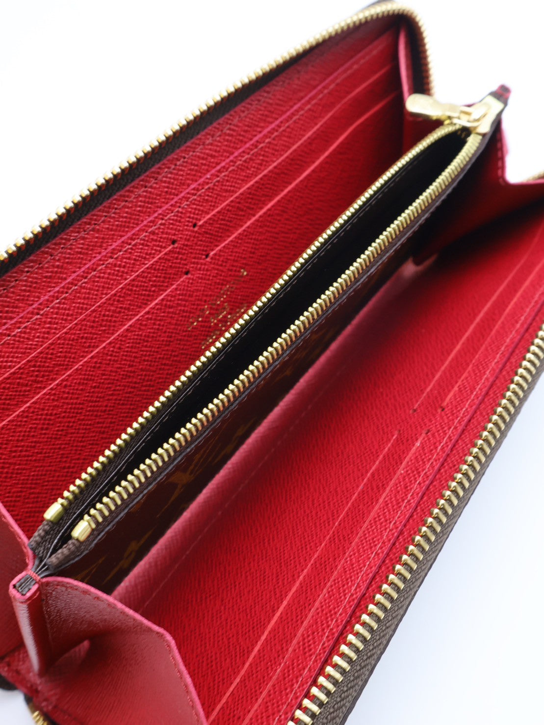 LOUIS VUITTON Clemence 老花拉鍊長夾 - 紅