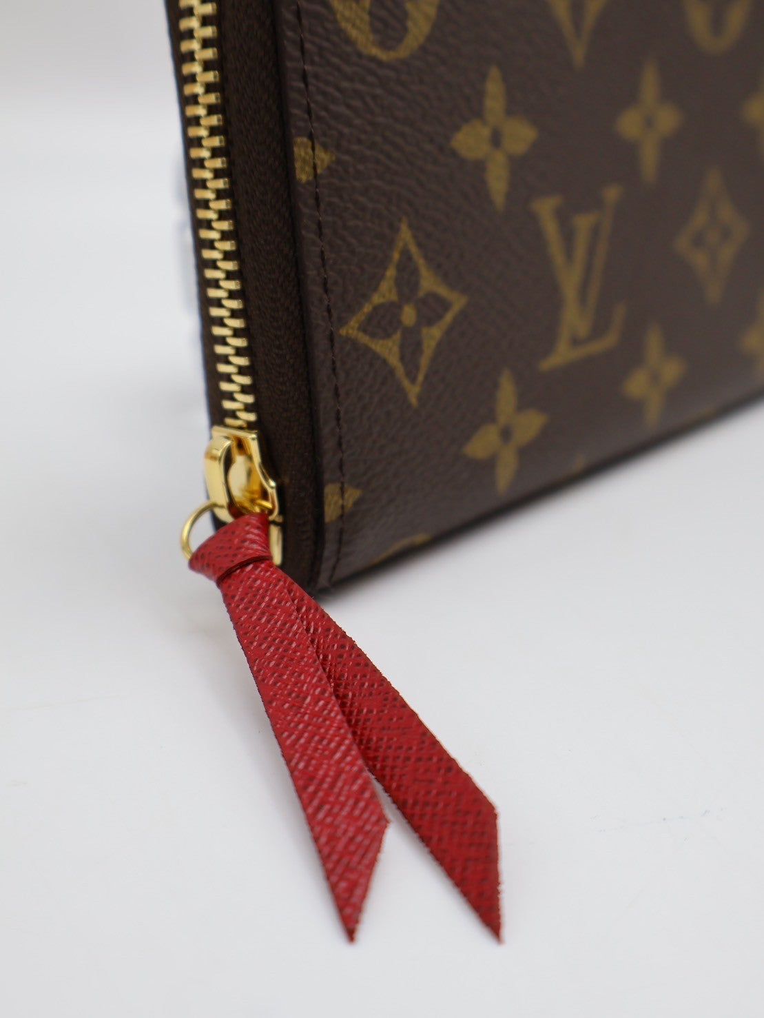LOUIS VUITTON Clemence 老花拉鍊長夾 - 紅