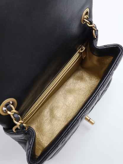 CHANEL 經典口蓋包方胖子 17 - 金球黑金