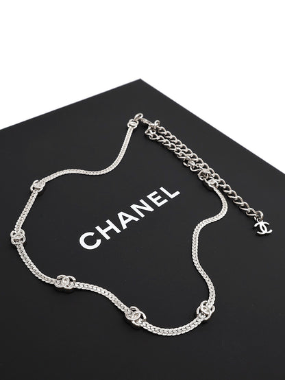 CHANEL 24B小雙C項鍊 - 五花銀