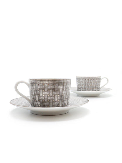 HERMES Mosaique au24鉑金馬賽克 - 咖啡杯盤組