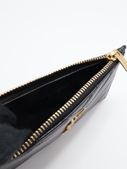 YSL Cassandre matelasse V字絎縫拉鍊卡包 - 黑金