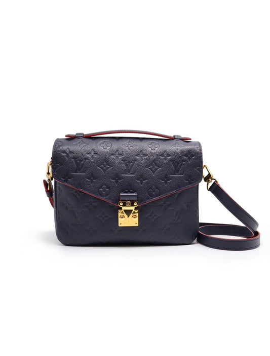 LOUIS VUITTON 壓紋牛皮郵差包 - 海軍藍