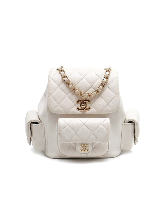 CHANEL Duma粒面牛皮後背包 - 小號白金