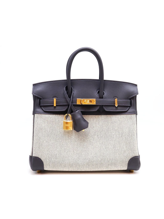 HERMES Birkin 25 - 石板灰拚帆布