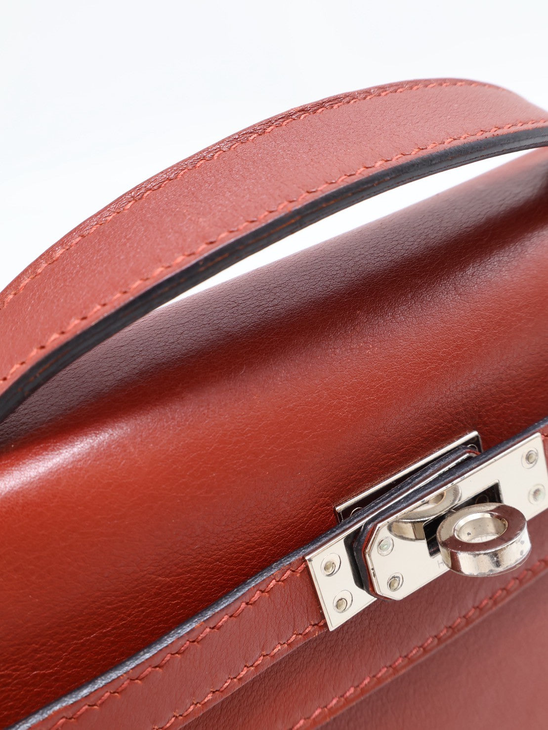 HERMES Mini Kelly - Rouge H 55 愛馬仕紅銀 🄺