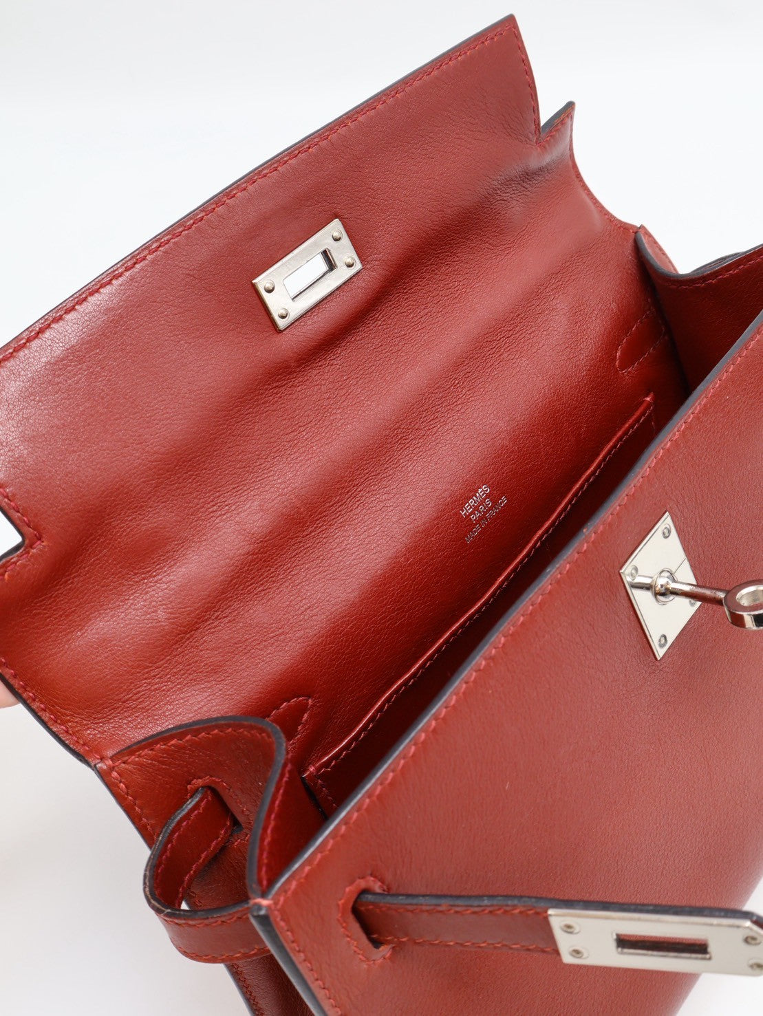 HERMES Mini Kelly - Rouge H 55 愛馬仕紅銀 🄺