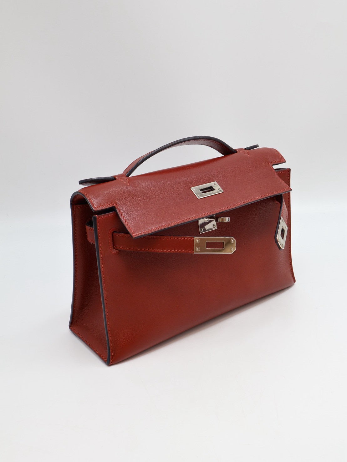 HERMES Mini Kelly - Rouge H 55 愛馬仕紅銀 🄺