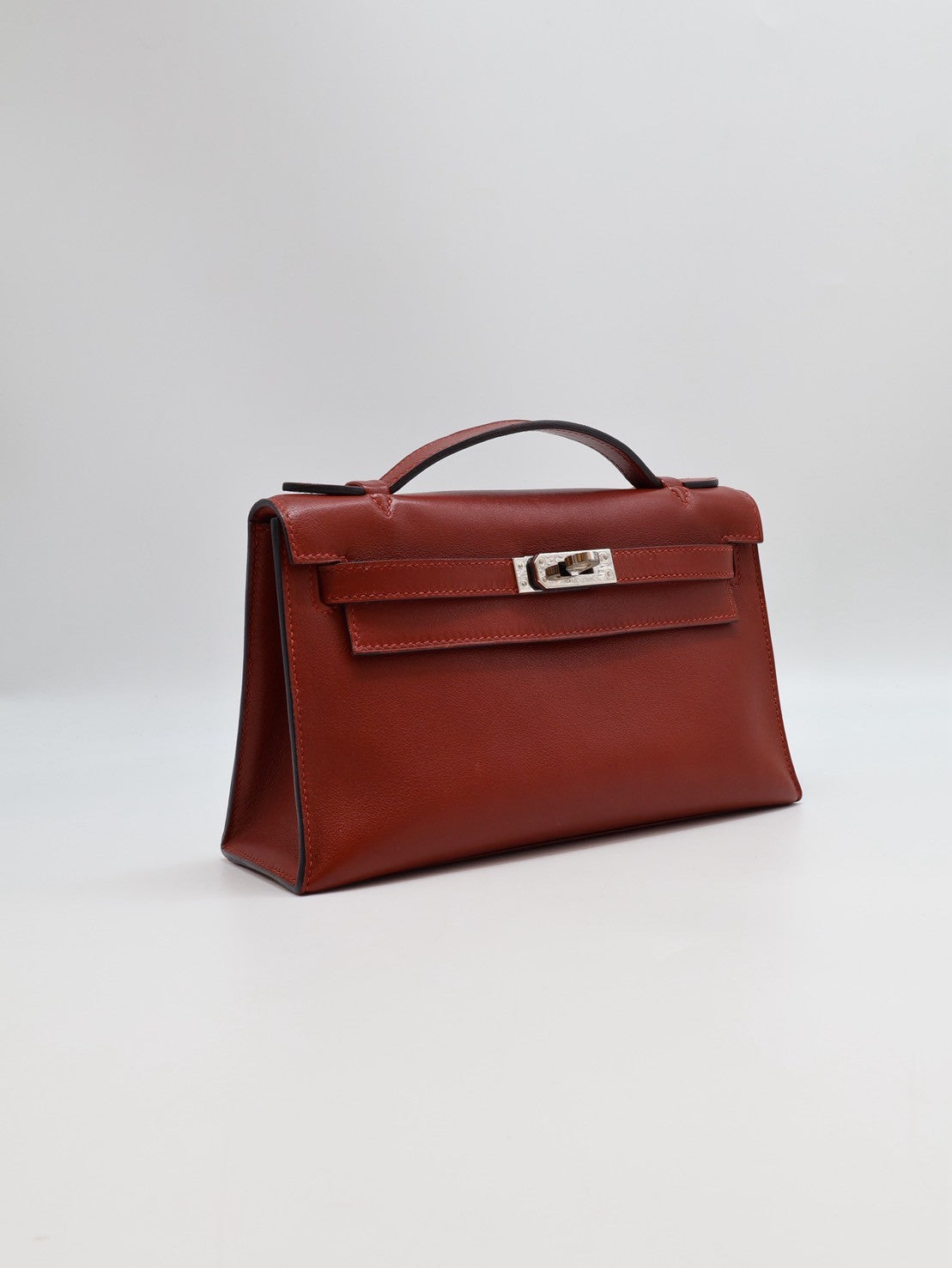 HERMES Mini Kelly - Rouge H 55 愛馬仕紅銀 🄺