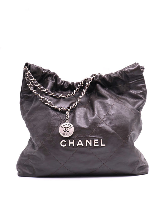 CHANEL 22 Bag - 中號黑可可銀