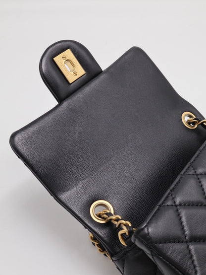 CHANEL 經典口蓋包方胖子 17 - 金球黑金
