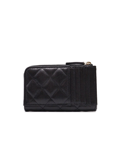 CHANEL L型拉鍊零錢卡片包 - 黑金
