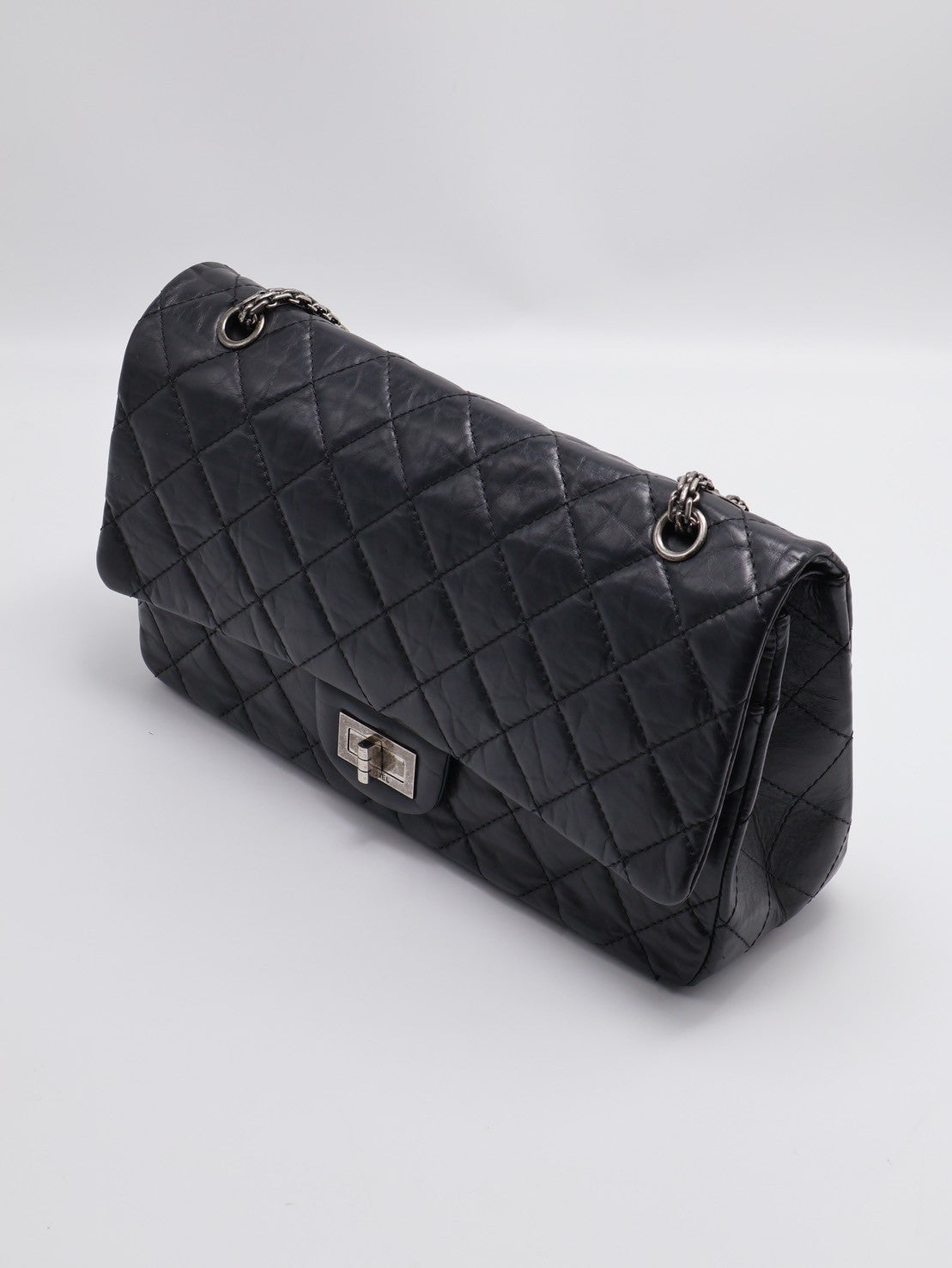 CHANEL 2.55經典口蓋包 31 - 黑銀16開