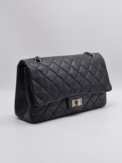 CHANEL 2.55經典口蓋包 31 - 黑銀16開