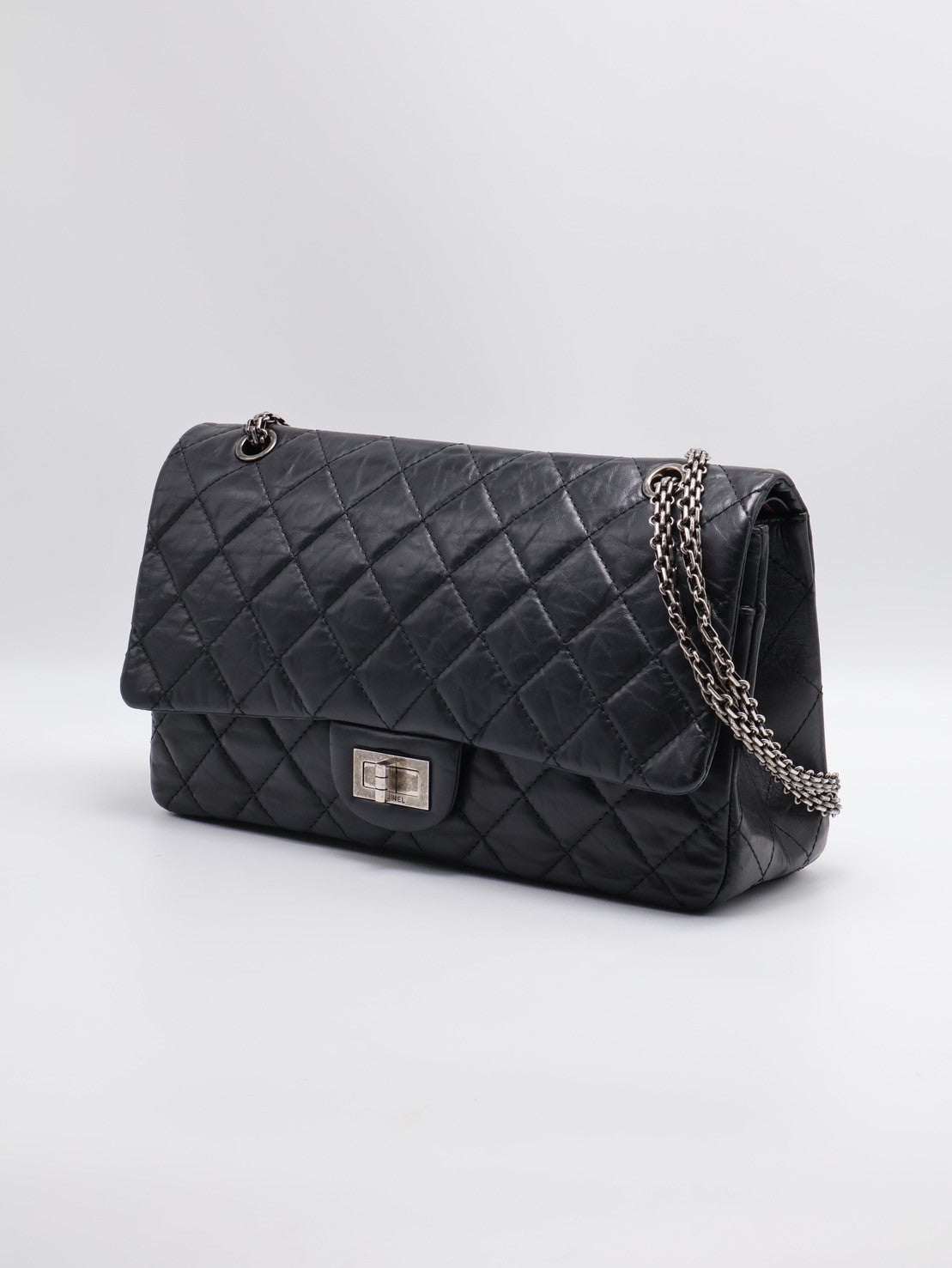 CHANEL 2.55經典口蓋包 31 - 黑銀16開