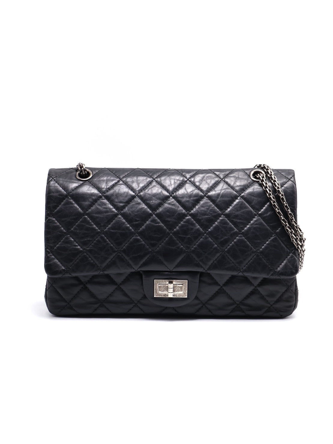 CHANEL 2.55經典口蓋包 31 - 黑銀16開