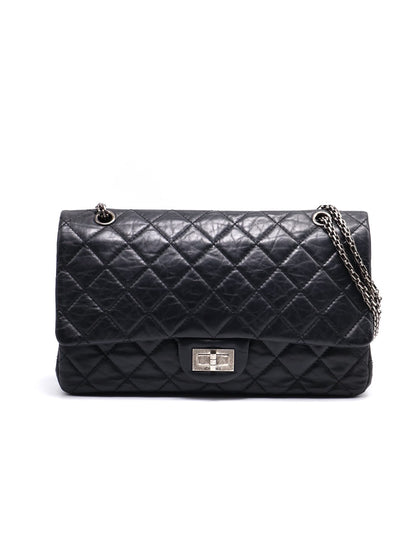CHANEL 2.55經典口蓋包 31 - 黑銀16開