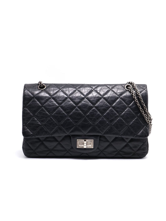 CHANEL 2.55經典口蓋包 31 - 黑銀16開