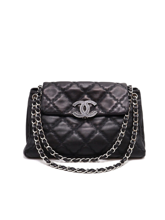 CHANEL Hampton肩背包 - 黑銀17開