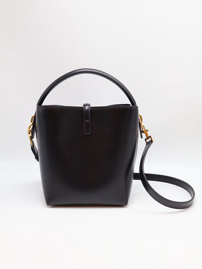 YSL Le37亮面小牛皮水桶包 - 小號黑金