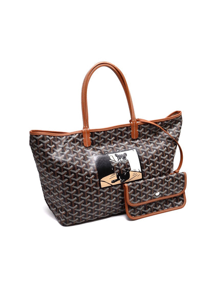 GOYARD 經典亞麻帆布Tote手繪狗狗版 - 小號棕