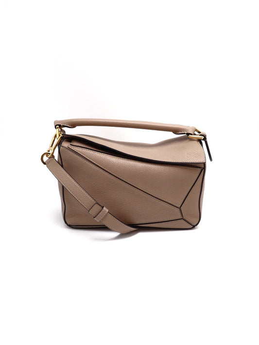 LOEWE Puzzle小牛皮手袋 - 小號沙色