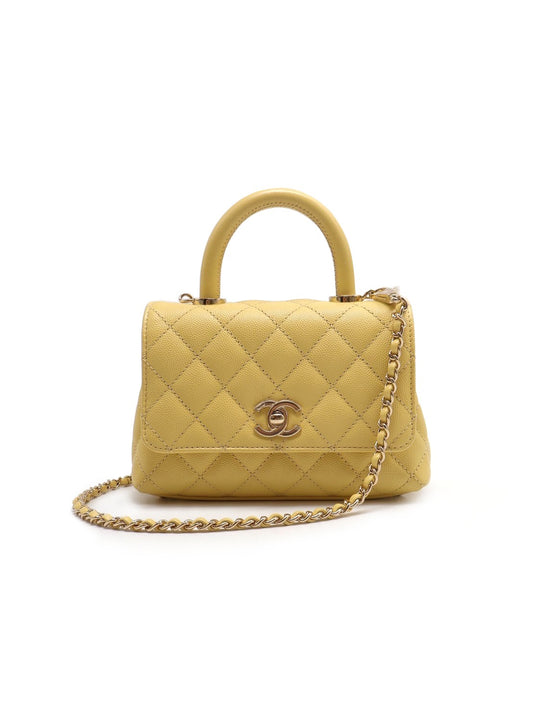 CHANEL Mini coco handle - 小雞黃銀