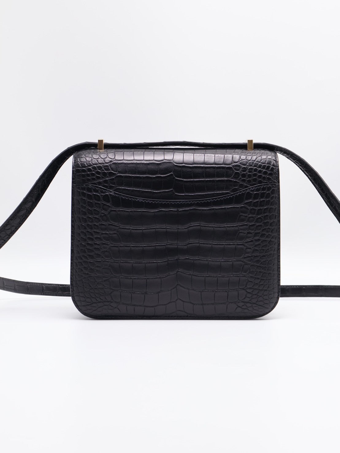 HERMES Mini Constance 19 - Noir 89 鱷魚皮黑金 B