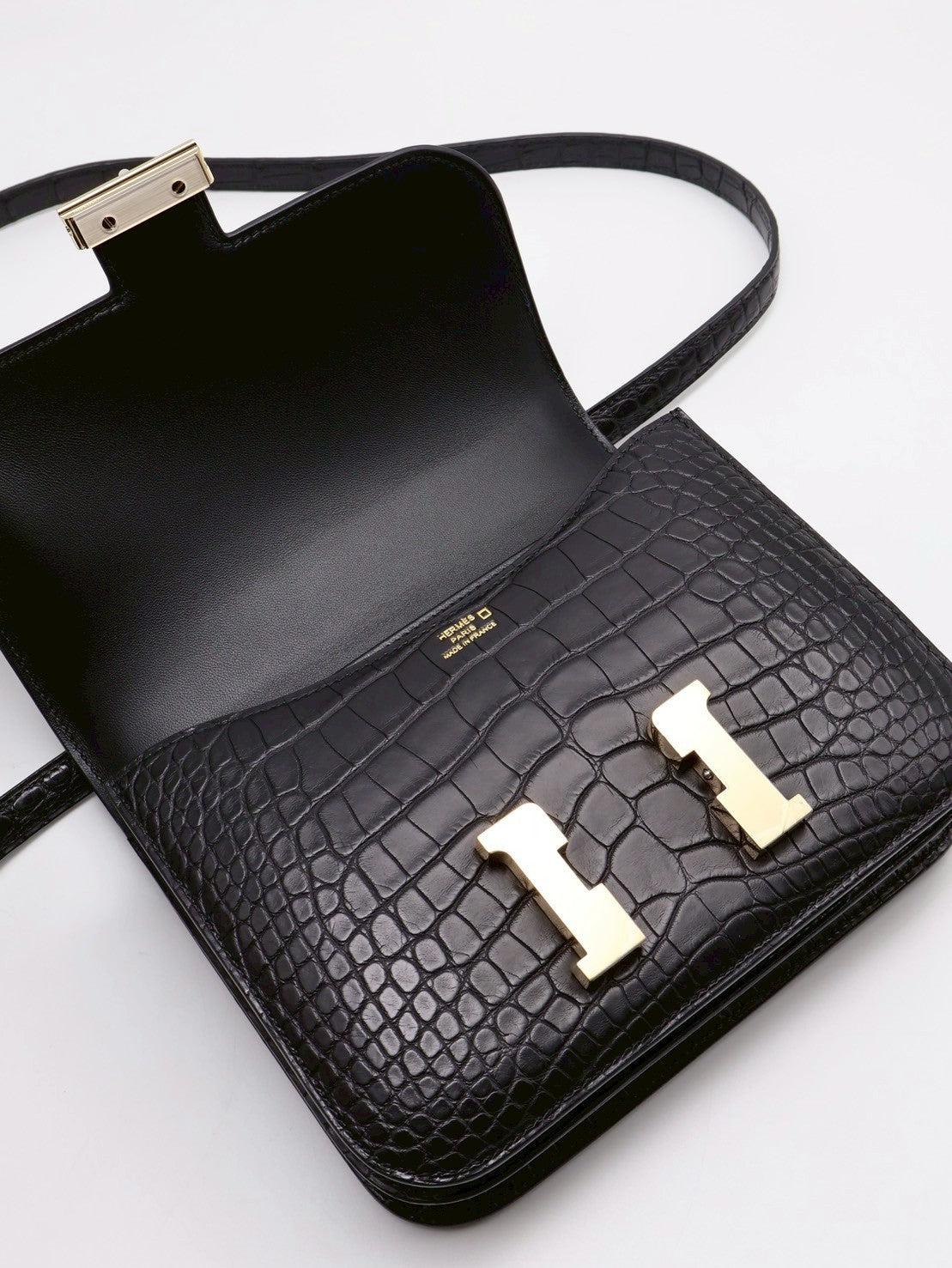 HERMES Mini Constance 19 - Noir 89 鱷魚皮黑金 B