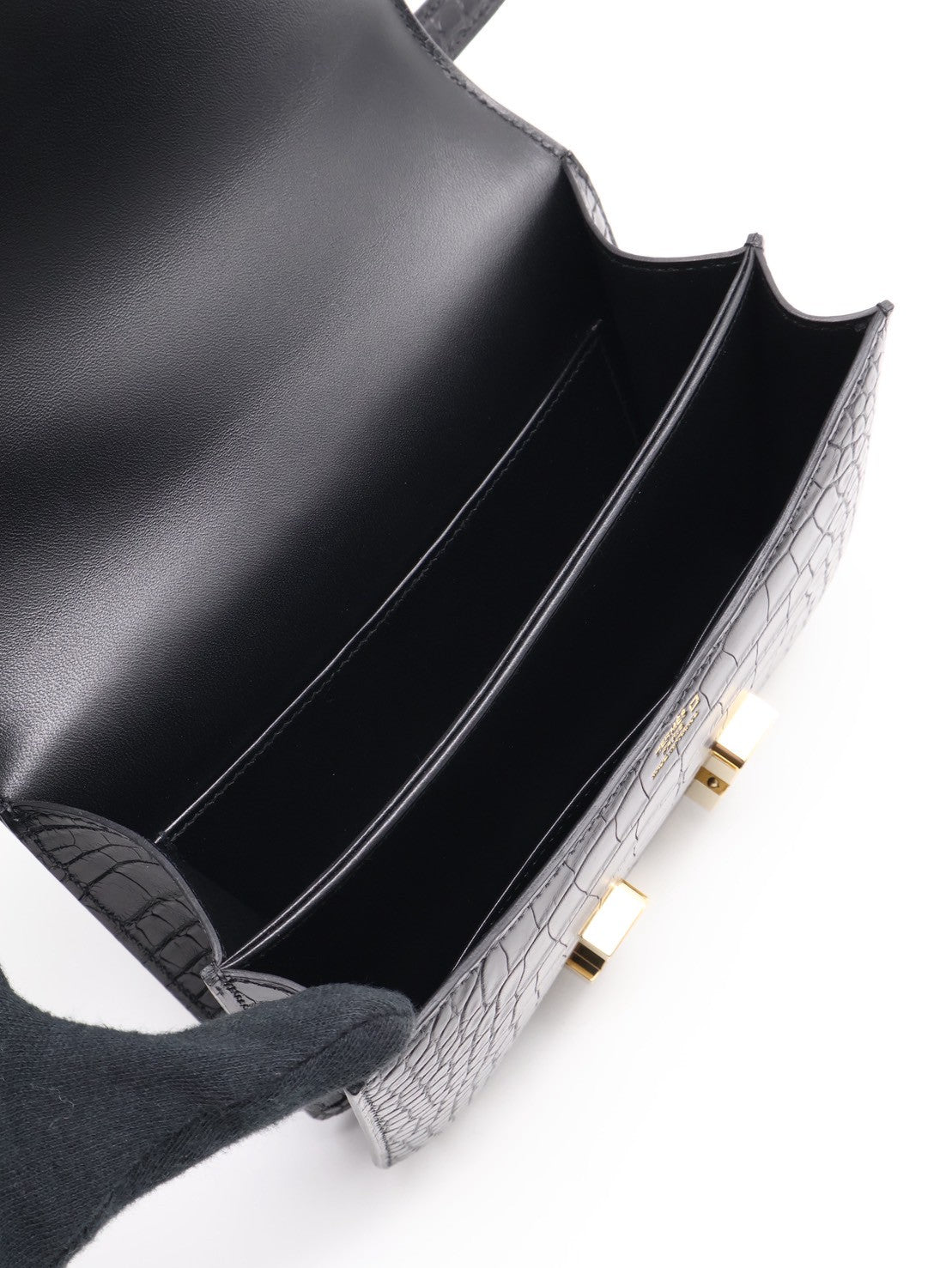 HERMES Mini Constance 19 - Noir 89 鱷魚皮黑金 B