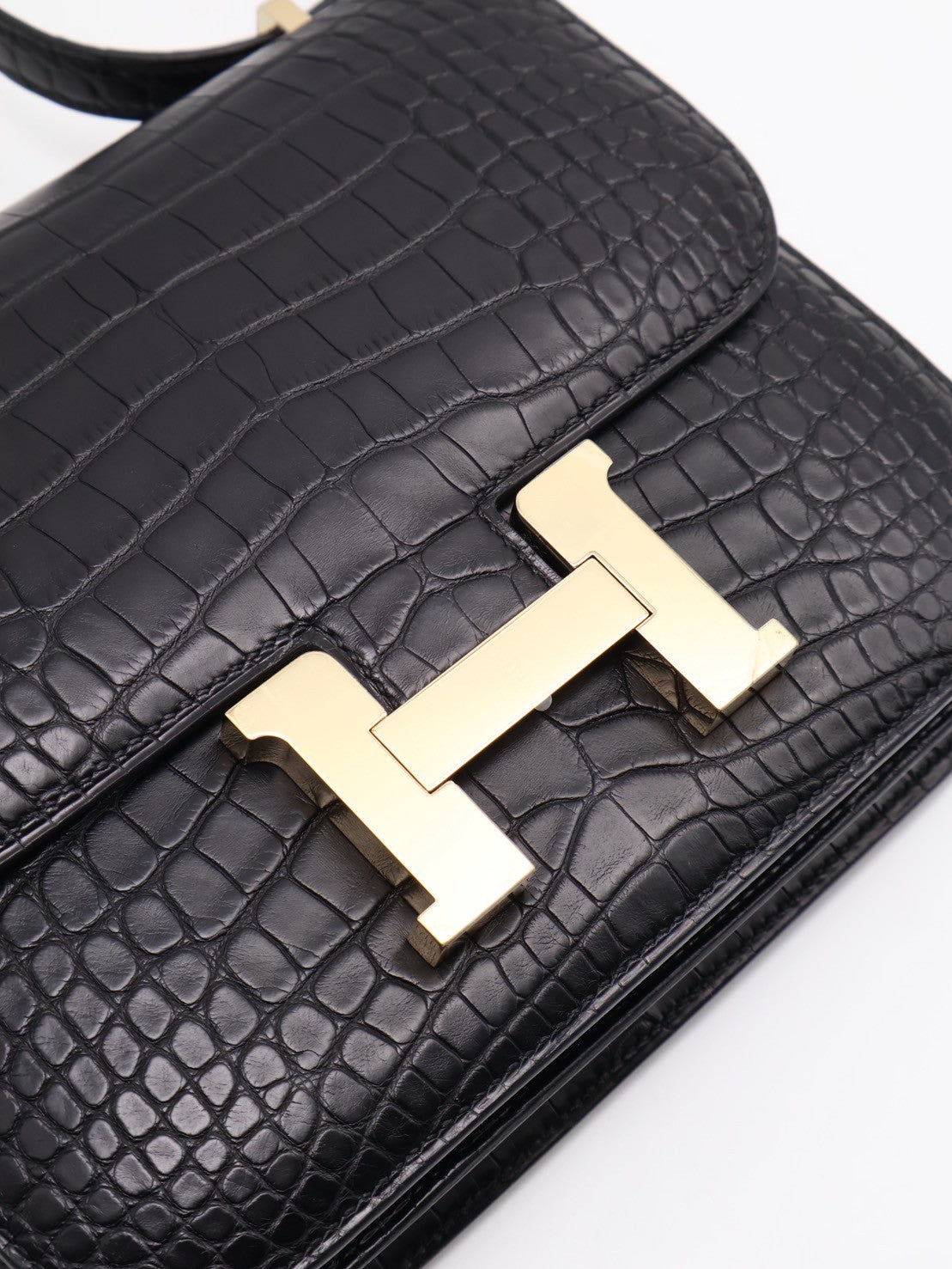 HERMES Mini Constance 19 - Noir 89 鱷魚皮黑金 B