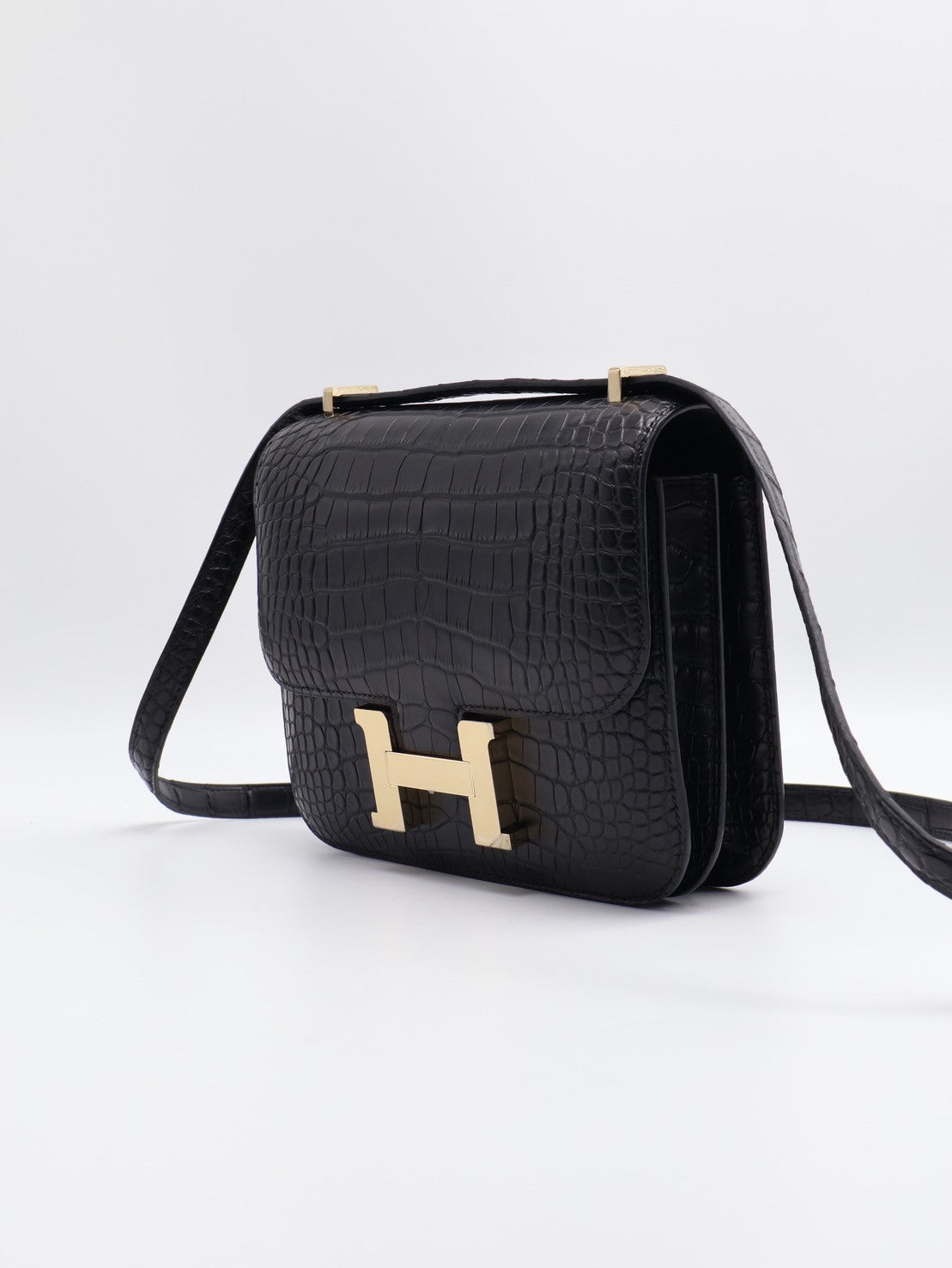 HERMES Mini Constance 19 - Noir 89 鱷魚皮黑金 B