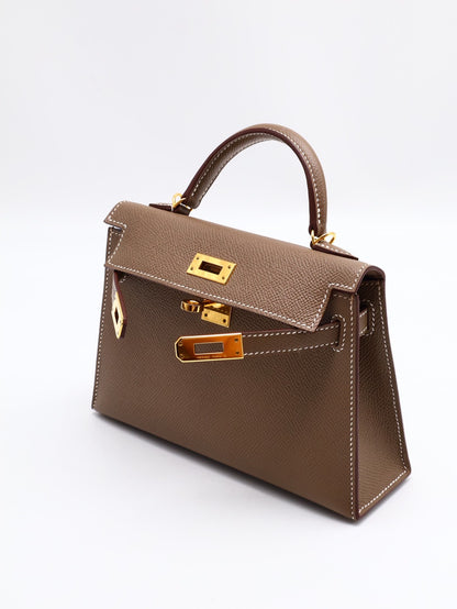 HERMES Mini kelly ll - 灰金 U