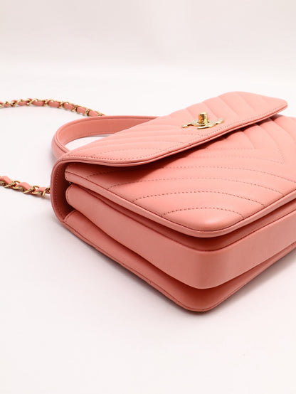 CHANEL V紋Trendy handle bag - 粉金26開