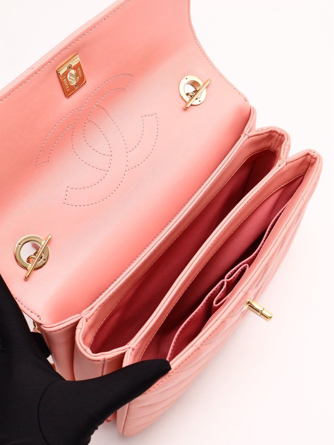 CHANEL V紋Trendy handle bag - 粉金26開