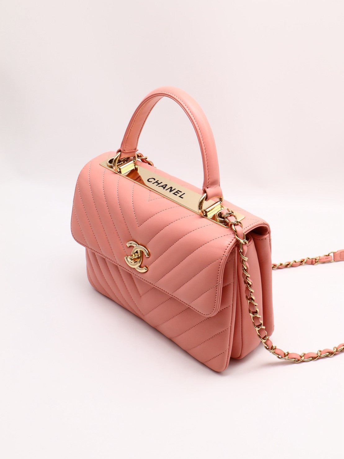 CHANEL V紋Trendy handle bag - 粉金26開