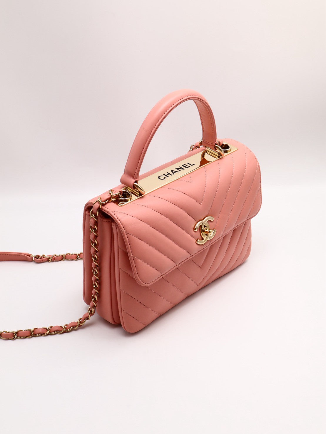 CHANEL V紋Trendy handle bag - 粉金26開