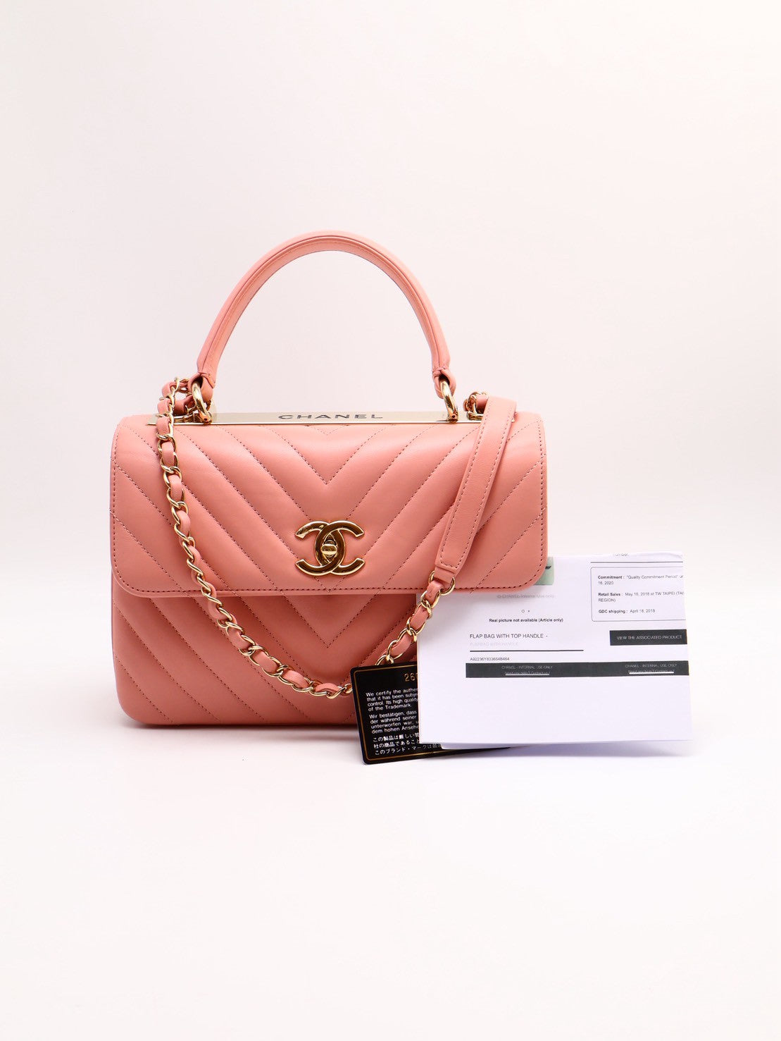 CHANEL V紋Trendy handle bag - 粉金26開